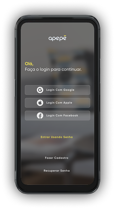 Celular com tela da versão mobile do aplicativo dp apepê