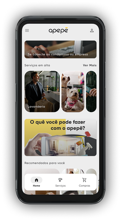 Celular com tela da versão mobile do aplicativo dp apepê