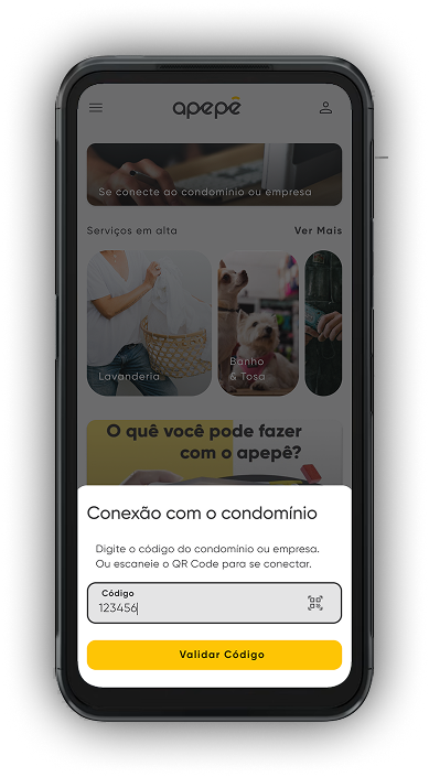 Celular com tela da versão mobile do aplicativo dp apepê