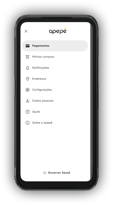 Celular com tela da versão mobile do aplicativo dp apepê